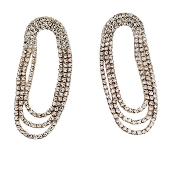 Gold Statement Earrings Chandelier rhinestone Formal long dangle sparkly 💖2/$30 - Picture 5 of 11
